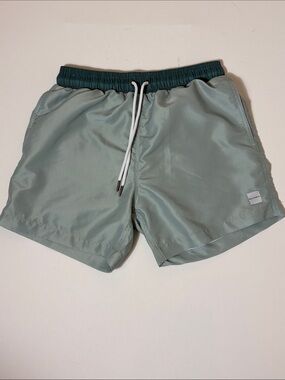 ALLFENIX Swim Trunks Men’s Small Green Drawstring Lined Board Shorts